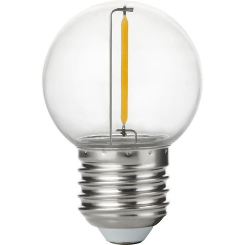 Ampoule LED E27 1W G45 - Filament, claire, polycarbonate incassable, 2700K