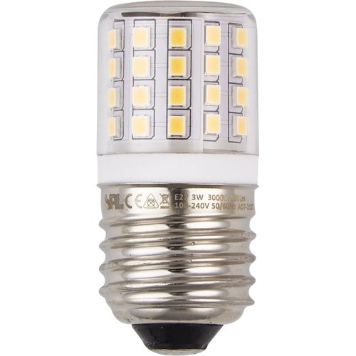 E27 3W LED buislamp - 6cm, 400lm, helder glas, 3000K, AC/DC