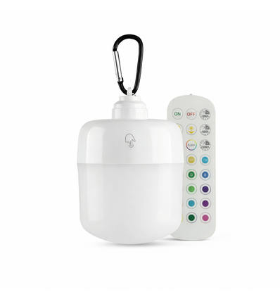 Uppladdningsbar RGBW LED-lampa - Magnetisk & USB-C, inkl. fjärrkontroll & karbinhake