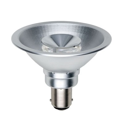 BA15d 8W AR70 dæmpbar LED pære, 12V - DimToWarm, 2000-2800K, 35 grader, grå kabinet