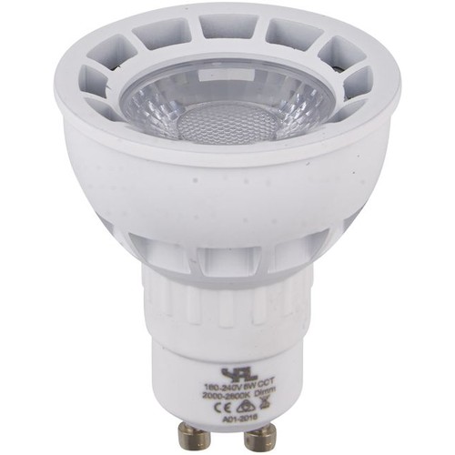 GU10 5,5W DimToWarm LED lamp - 2000-2800K, 40°, dimbaar, wit/nikkel front