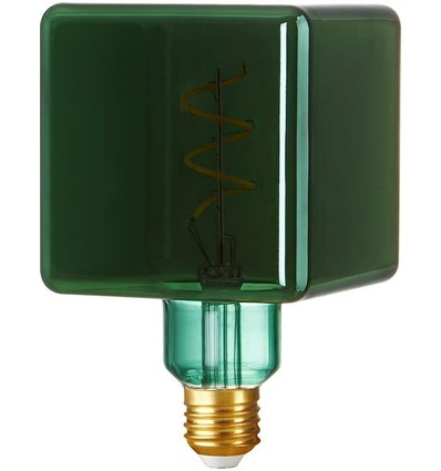 E27 4W dimbare LED lamp - Ice Cube C95, Metallic Groen, Filament Flex, 2700K