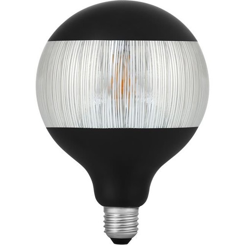 E27 4W dimbar LED-lampa - G125, Laser Stripe, svart/silver, 2500K, 120lm