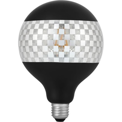 E27 4W dimbar LED globepære - G125, Laser Blox, 120lm, 2500K, sort/sølv