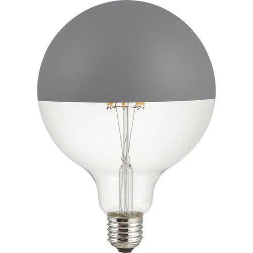 E27 6,5W dimbare LED globe - G125, Globe Top Mirror, grijs, 2500K, filament