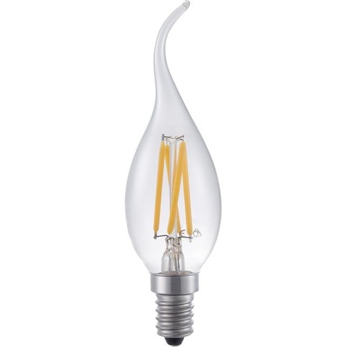 Ampoule LED E14 4W flamme coup de vent dimmable - Filament, 320lm, C35, verre clair, 2500K