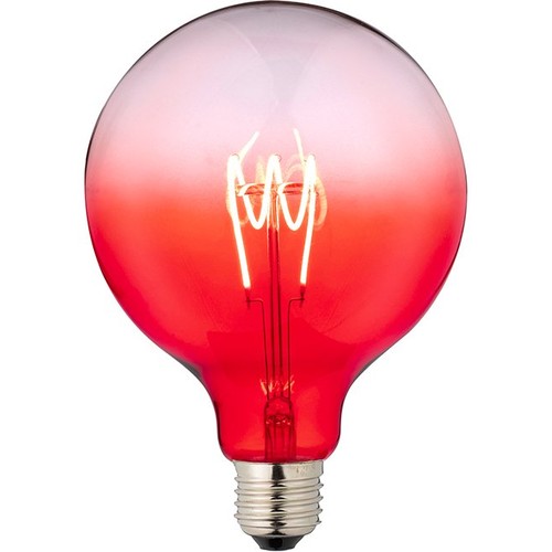 Ampoule LED E27 4W dimmable - G125, rouge, filament flexible, 140lm