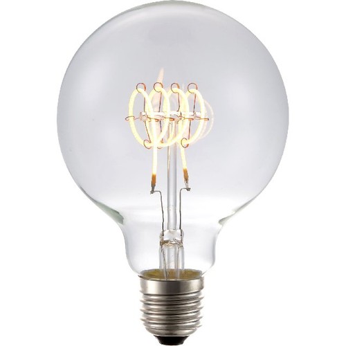 E27 4,5W dimbar LED-pære - G95, Filament Flex, 2200K, 190lm, klart glass