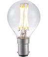 Ampoule LED sphérique BA15d 4W dimmable - G45, filament, verre clair, 2700K