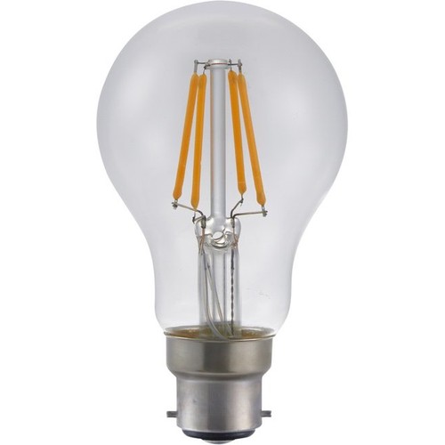 BA22d 4W dimbar LED-pære - A60, filament, 320lm, 2500K, klart glass