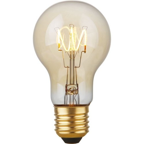 E27 4,2W dimbar LED-pære - A60, Flex Filament, 2200K, gullglass, 470lm