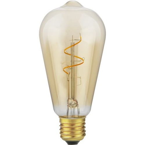 Ampoule E27 4,2W Slim Flex Filament Rustika ST64 - 470lm, 2200K, verre doré, dimmable