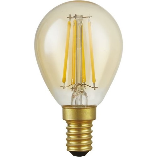 Ampoule LED E14 4,7W dimmable - G45, filament, 2200K, verre doré, 470lm