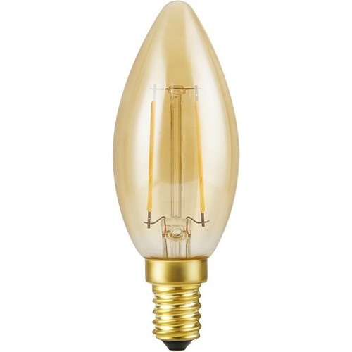 E14 2,9W dimbar LED-kronlampa - Filament, 250lm, 2200K, guldglas, C35 candle