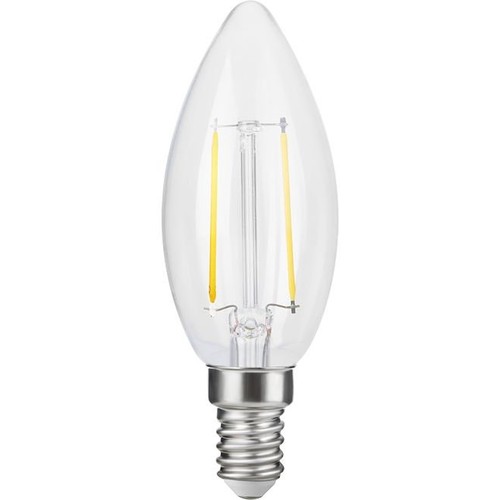Ampoule LED flamme E14 2,5W dimmable - C35, filament, verre clair, 2700K