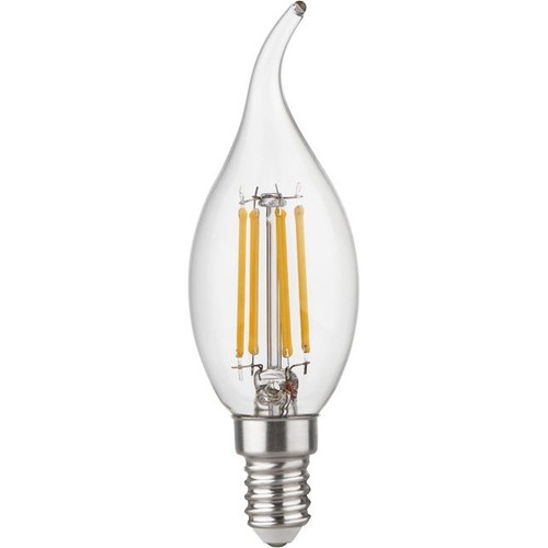E14 4,7W dimbare LED kogellamp met tip - C35, filament, helder glas, 2700K