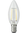 Ampoule LED flamme BA15d 2,5W dimmable - C35, filament, 250lm, 2500K, verre clair