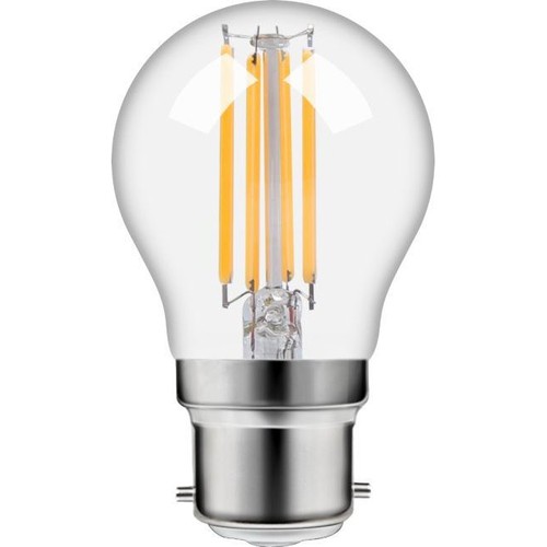 B22d 4,7W dæmpbar LED kronepære - G45, filament, 470lm, 2500K, klart glas