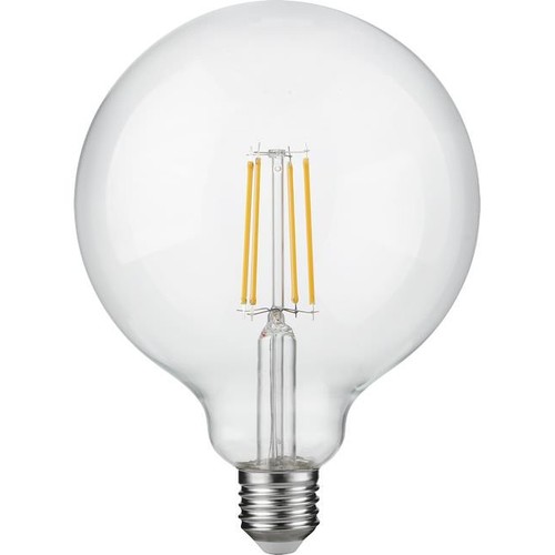 E27 7W dimbare LED filament lamp - G125, 806lm, 2500K, helder glas