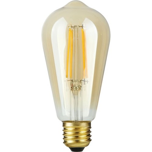 Ampoule LED E27 4,7W Rustika dimmable - ST64, filament, verre doré, 2200K, 470lm