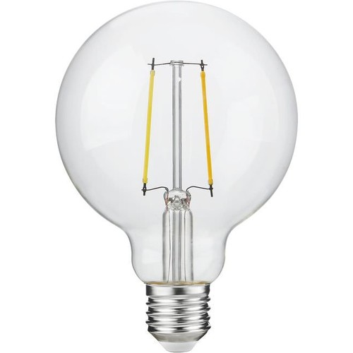 Ampoule LED globe E27 2,5W dimmable - G95, filament, 250lm, 2500K, verre clair