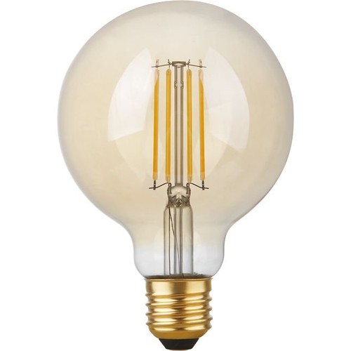E27 4,7W dimbare LED globe lamp - G95, filament, 2200K, goud glas