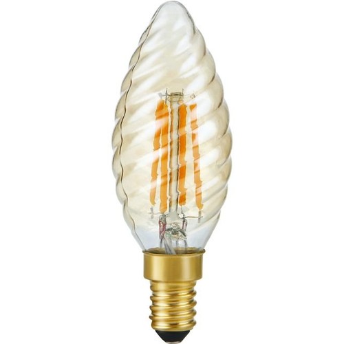 E14 4W dimbar LED vridd kronelyspære - C35, 2200K, gyllent glass, 250lm