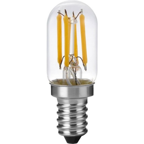 Ampoule LED E12 2,5W dimmable - 6cm, filament, verre clair, 2500K
