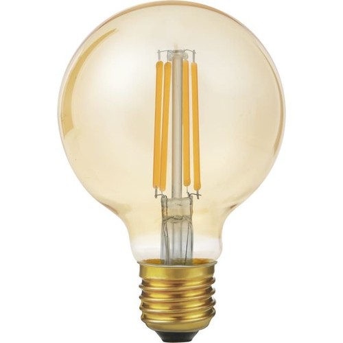 E27 6,5W dimbare LED globe lamp - G80, 550lm, filament, 2200K, goud glas