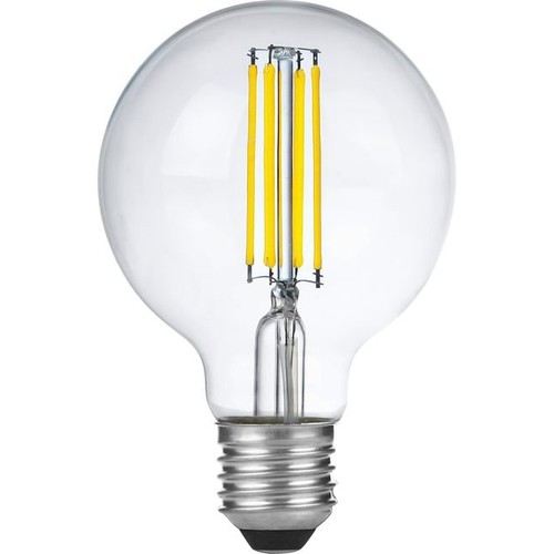 E27 6W dimbar LED-filamentlampa - G80, 550lm, 2500K, klart glas