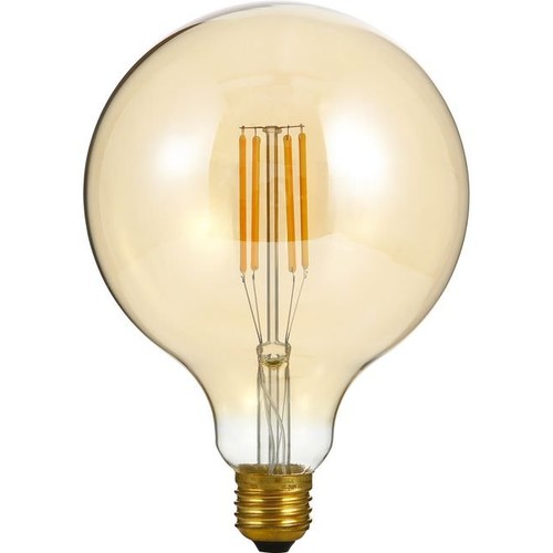 E27 7W dimbar LED globepære - G125, filament, 2200K, gyllent glass, 570lm