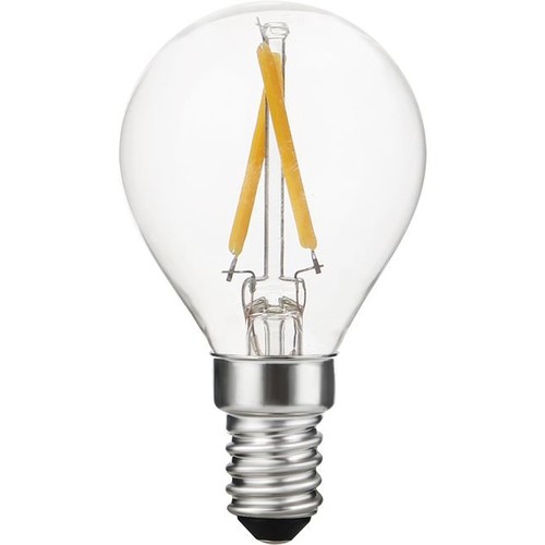 E14 2W dæmpbar LED kronepære - G45, filament, 2500K, klar glas