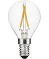 E14 2W dimbar LED kronepære - G45, filament, 2500K, klart glass