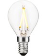 E14 2W dimbar LED kronepære - G45, filament, 2500K, klart glass