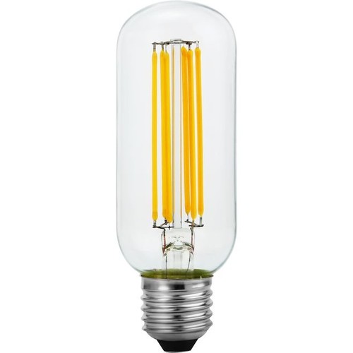 Ampoule LED filament E27 6,5W dimmable - Tube 13cm, 2500K, verre clair, 600lm
