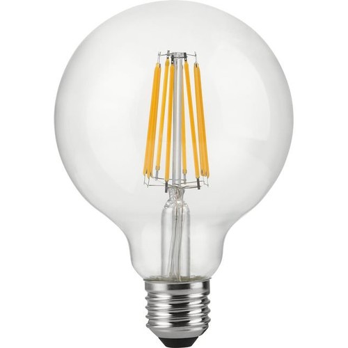 E27 10W dimbar LED-globelampa - G95, filament, 1055lm, 2500K, klart glas