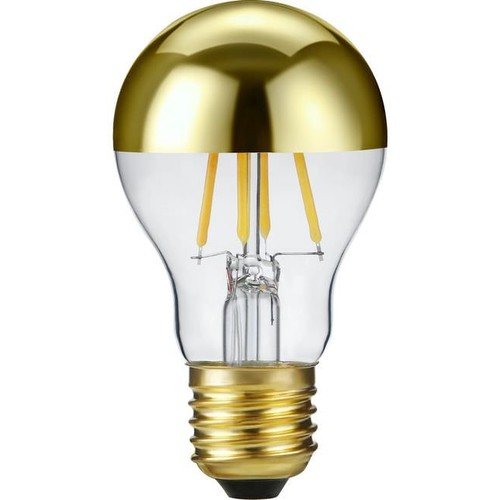E27 4W dimbar LED kronlampa - Toppförspeglad guld, A55, 2500K