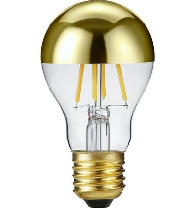 E27 4W dimbare LED kaarslamp - Topverspiegeld goud, A55, 2500K