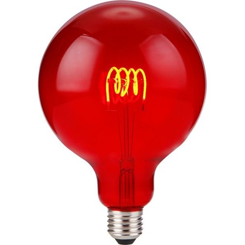 E27 4W dimbare LED filament lamp - G125, Flex Globe, Rood, 60lm