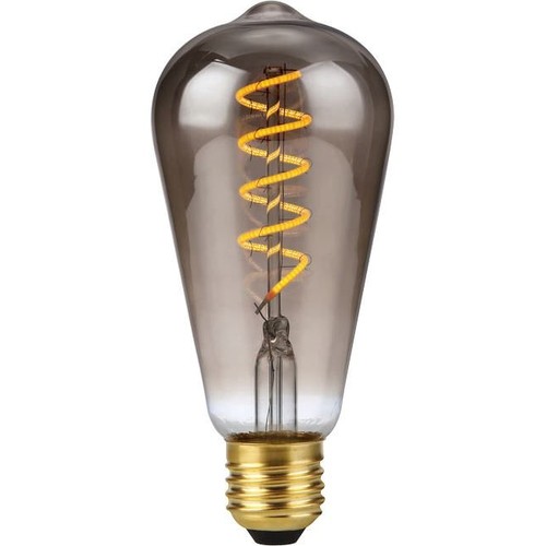 E27 4W dimbare LED filamentlamp - ST64 Rustika, 2200K, rookglas, Flex filament