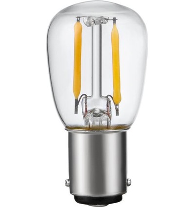 BA15d 1,5W LED filamentlampa - 2500K, klar, 140lm, 5,6cm