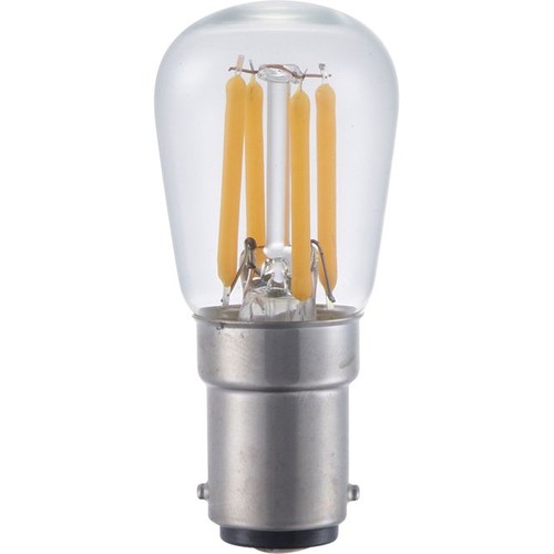BA15d 3W dæmpbar LED filament pære - 2500K, klar, 5,6cm, 210lm