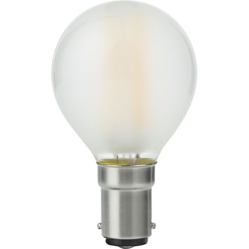 Ampoule LED sphérique Ba15d 4W dimmable - G45, filament, verre dépoli, 2500K