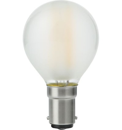 Ba15d 4W dimbar LED kronepære - G45, filament, matt glass, 2500K