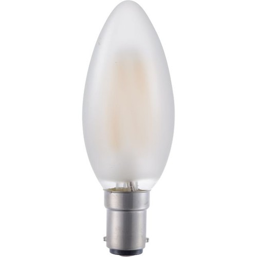 Ampoule flamme LED BA15d 4W filament - 320lm, 2500K, verre dépoli, dimmable