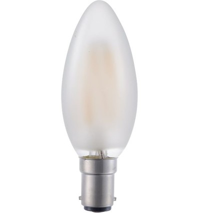 BA15d 4W LED kronelys filament - 320lm, 2500K, matt glass, dimbar