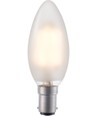 BA15d 4W LED kronelys filament - 320lm, 2500K, matt glass, dimbar