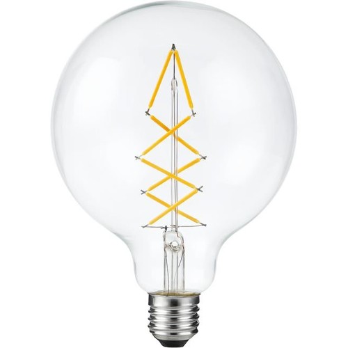 E27 6,5W dimbar LED globepære - G125, 500lm, 2200K, filament, klart glass