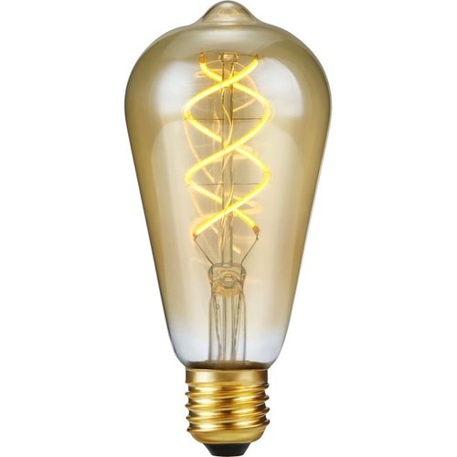 Ampoule LED E27 5W ST64 Rustika - Variable 3 étapes, Filament Flex, 2200K, Verre Doré