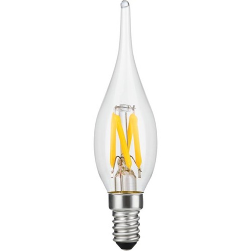 Ampoule flamme LED E10 1,5W filament - C23, 90lm, 2500K, verre clair